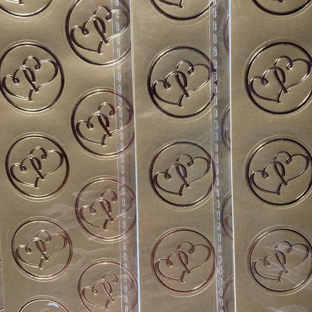 Double Heart Seals Gold Stickers for Cards Crafts